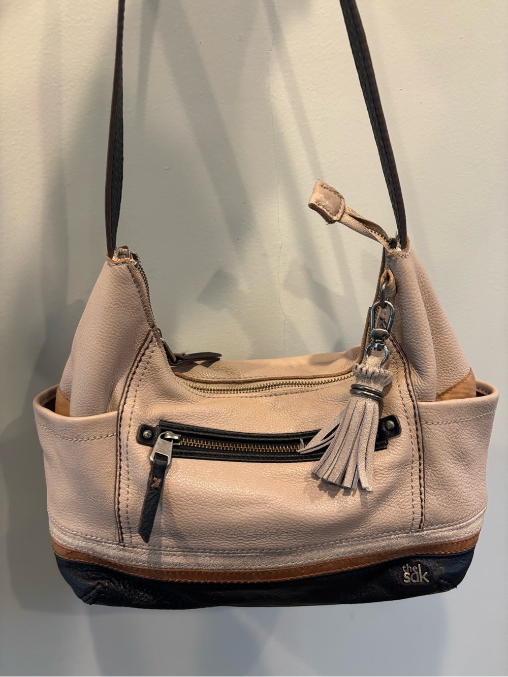 The Sak Blush Pink Leather Shoulder Bag with Tassel